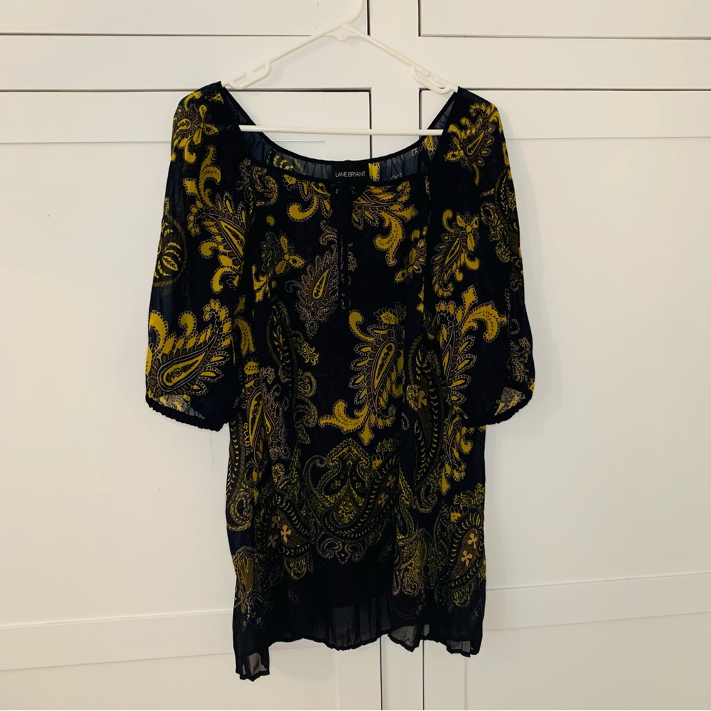 Lane Bryant Blue Yellow Floral Blouse Size 18/20